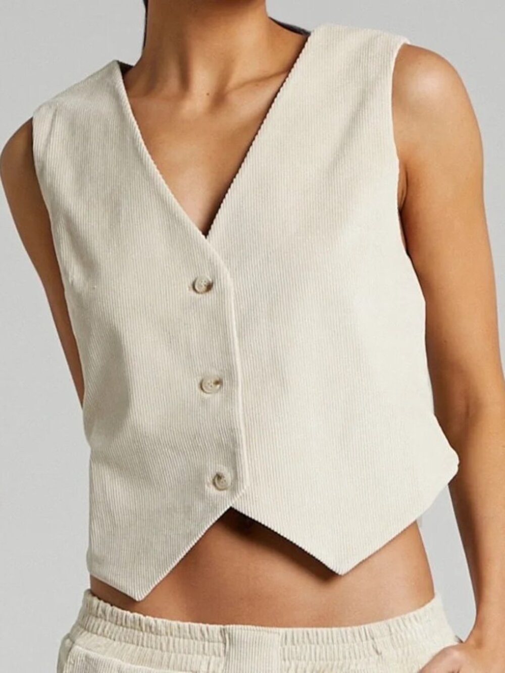 Lioness Gisele Corduroy Vest Beige Size S